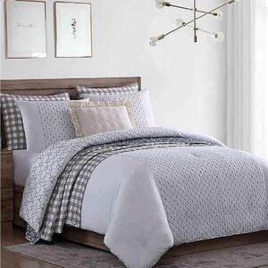 Reversible Comforter and Quilt Bedding Set with Pillow-Twin/Twin XL-Gray, Taupe